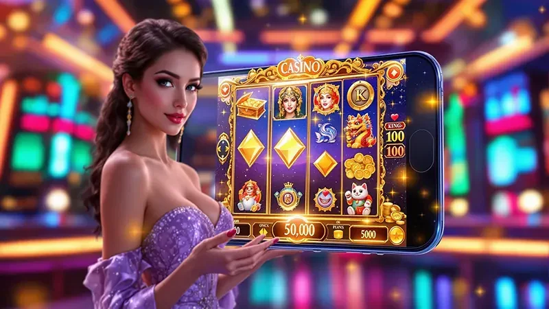 Tampilan permainan slot dengan reel dan simbol warna-warni