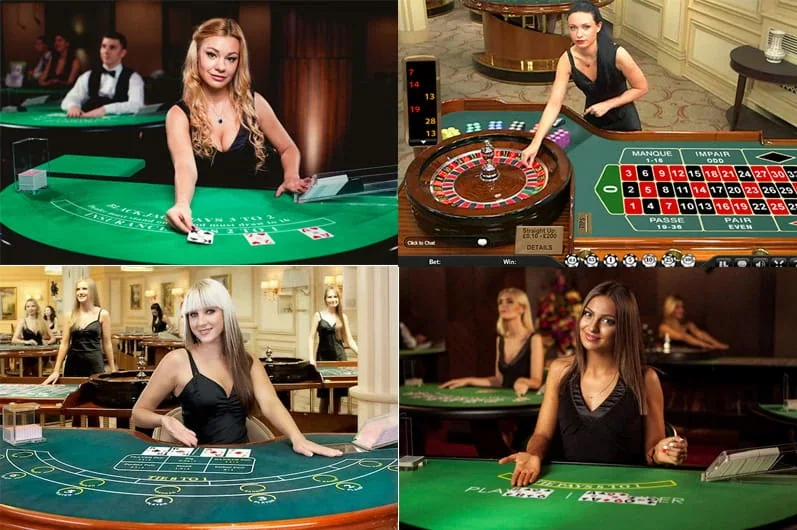Tampilan dealer dan meja permainan kasino live